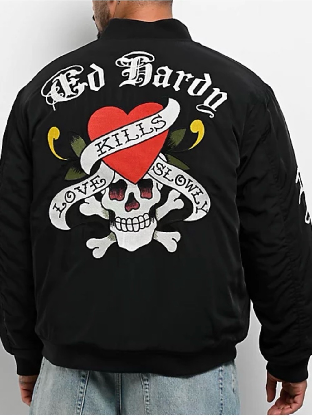 Ed Hardy Love Kills Slowly Bomber Jacket Men’s Small